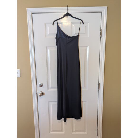 Vintage Y2K Rampage Navy Blue Shimmer Slip Dress Size Medium - Asymmetrical - Picture 4 of 7